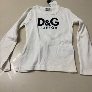 D&G Junior White Long Sleeve Tee Unisex